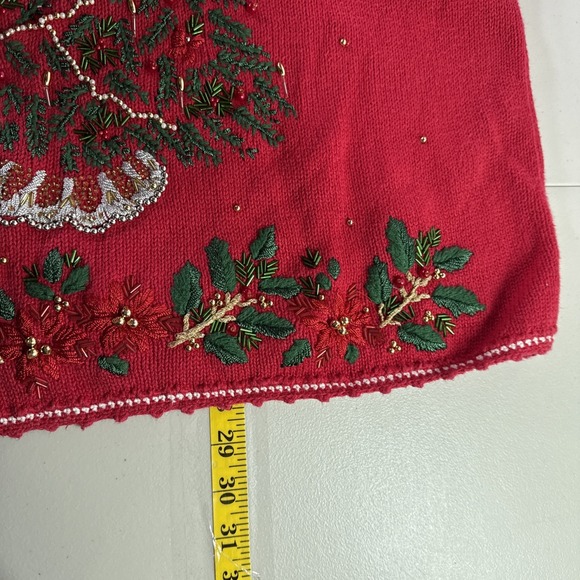 Work In Progress Christmas Sweater Womens XL Christmas Tree Beaded Embroidered - Picture 14 of 14